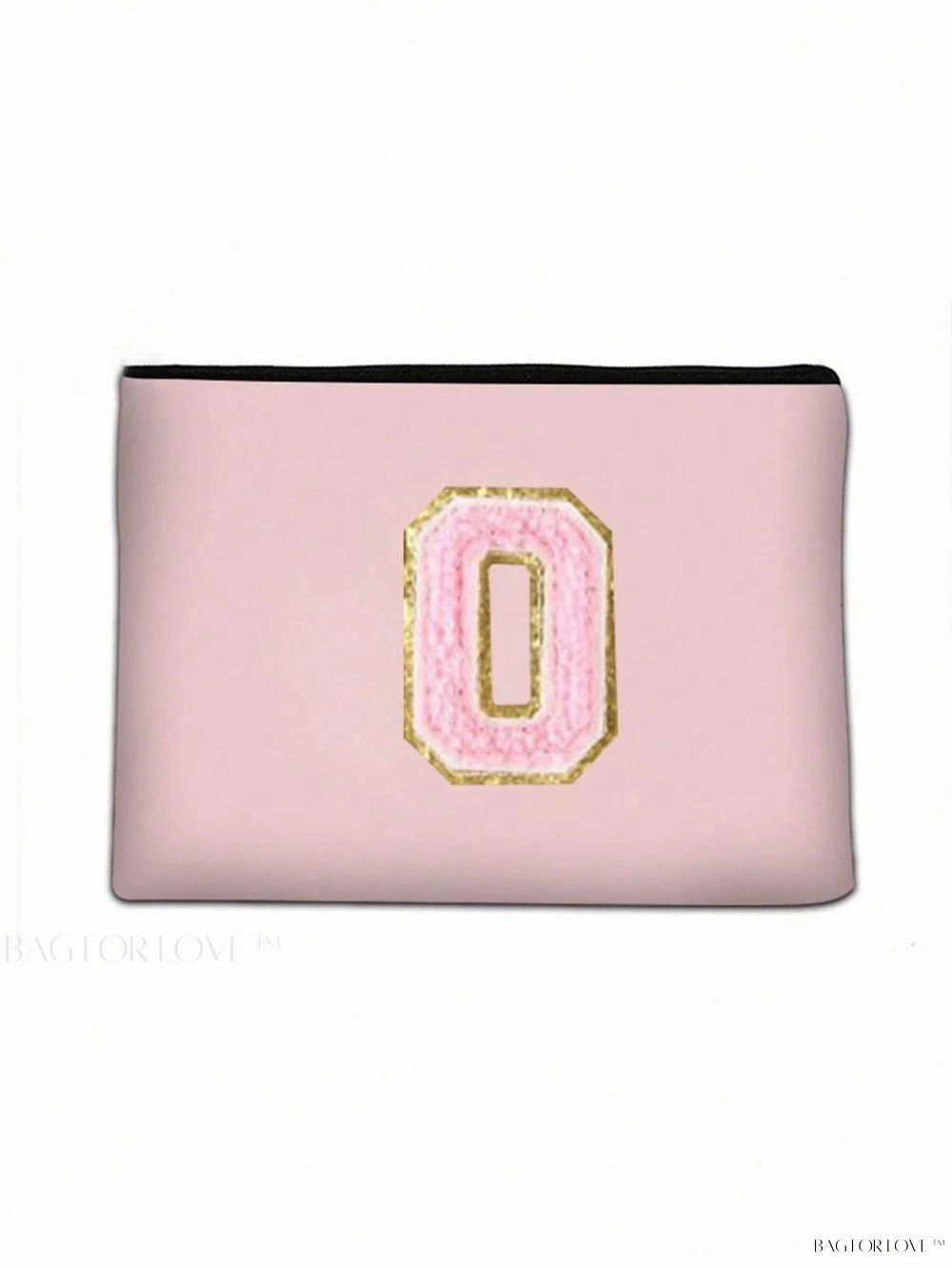 BagForLove - White Small Makeup Pouch with Rose Lettering, Perfect Gift