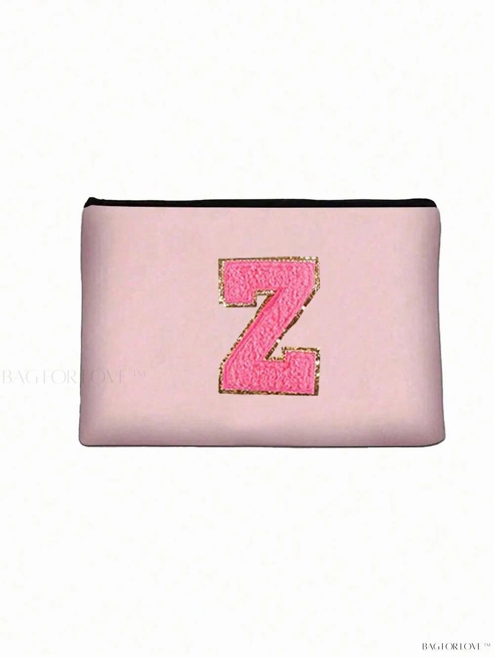BagForLove - White Small Makeup Pouch with Rose Lettering, Perfect Gift