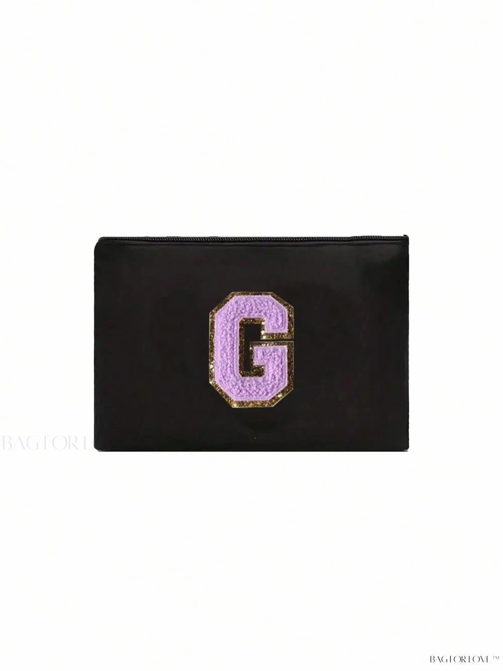 BagForLove - White Small Makeup Pouch with Rose Lettering, Perfect Gift