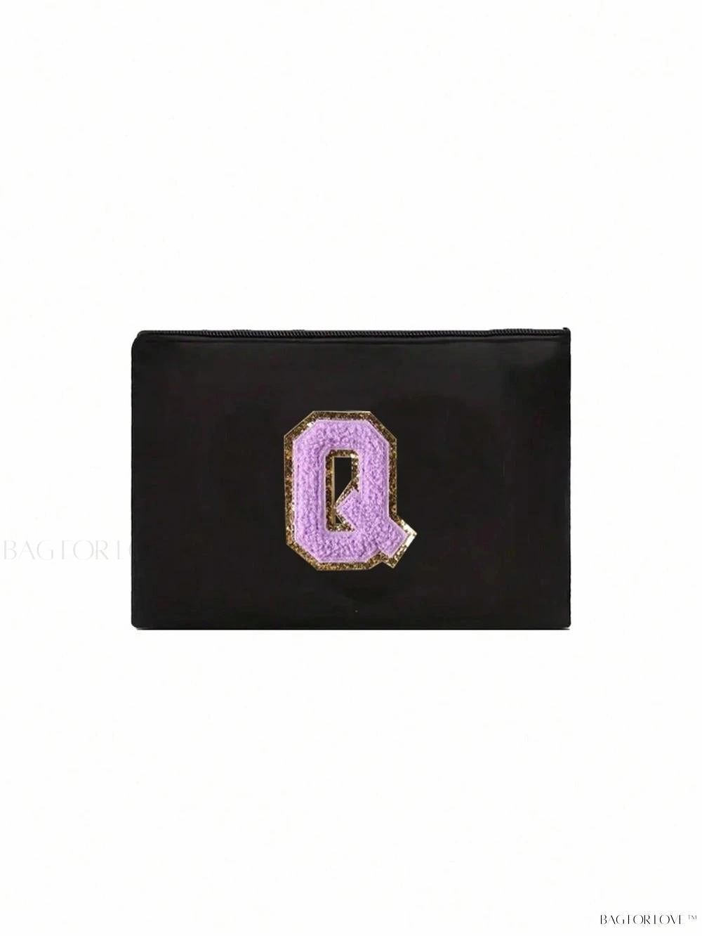 BagForLove - White Small Makeup Pouch with Rose Lettering, Perfect Gift