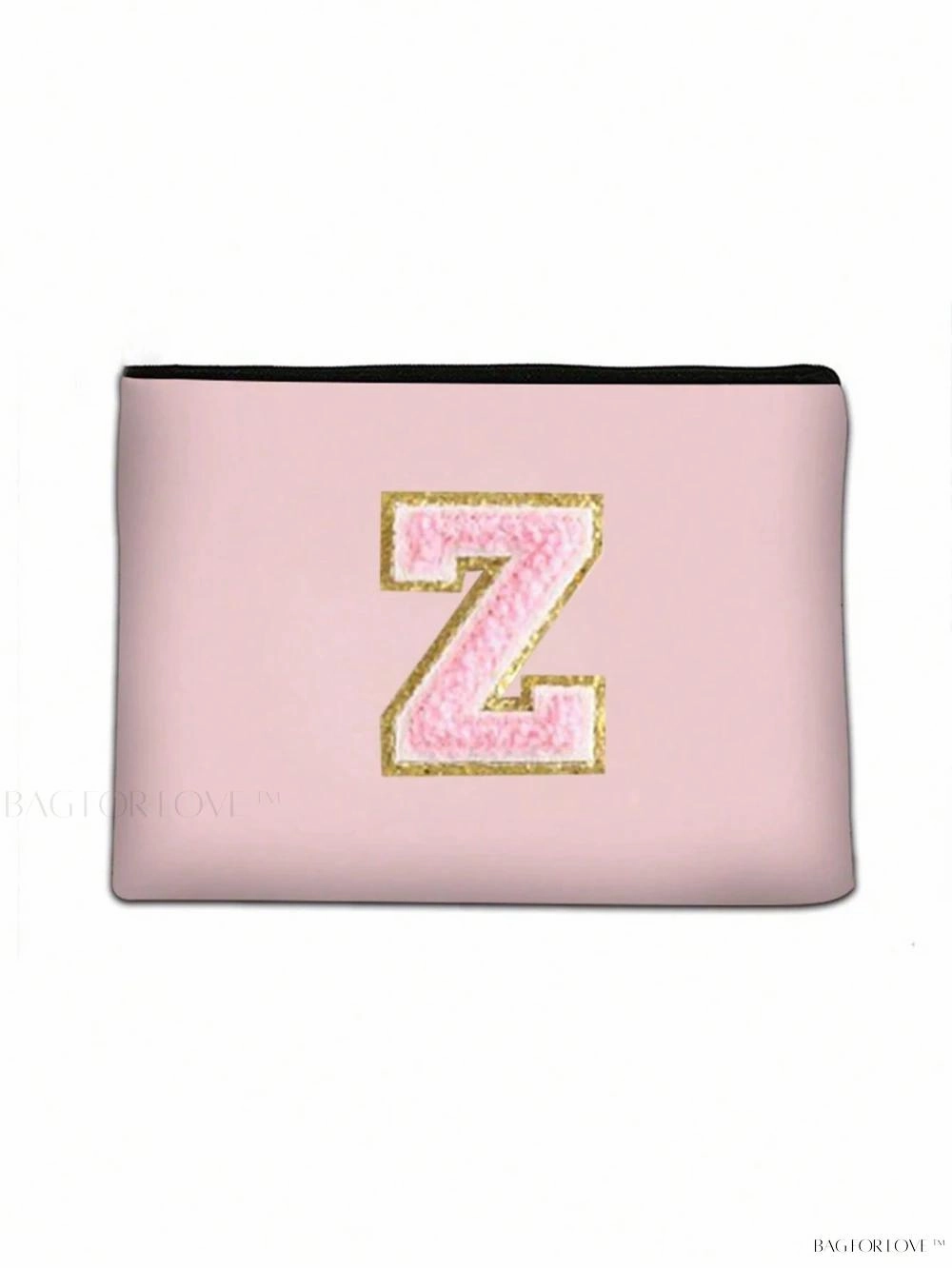 BagForLove - White Small Makeup Pouch with Rose Lettering, Perfect Gift