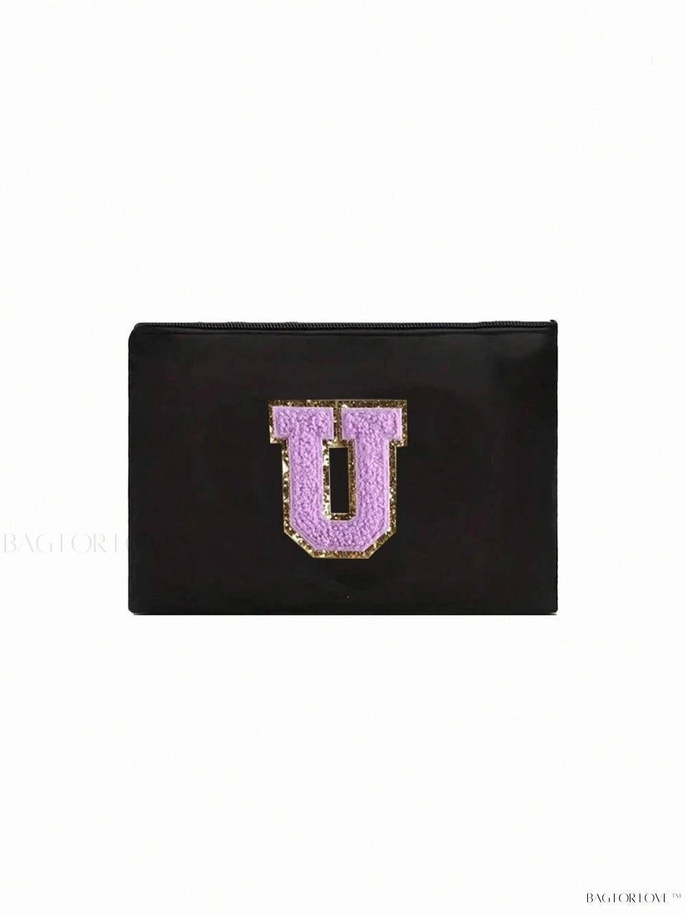 BagForLove - White Small Makeup Pouch with Rose Lettering, Perfect Gift