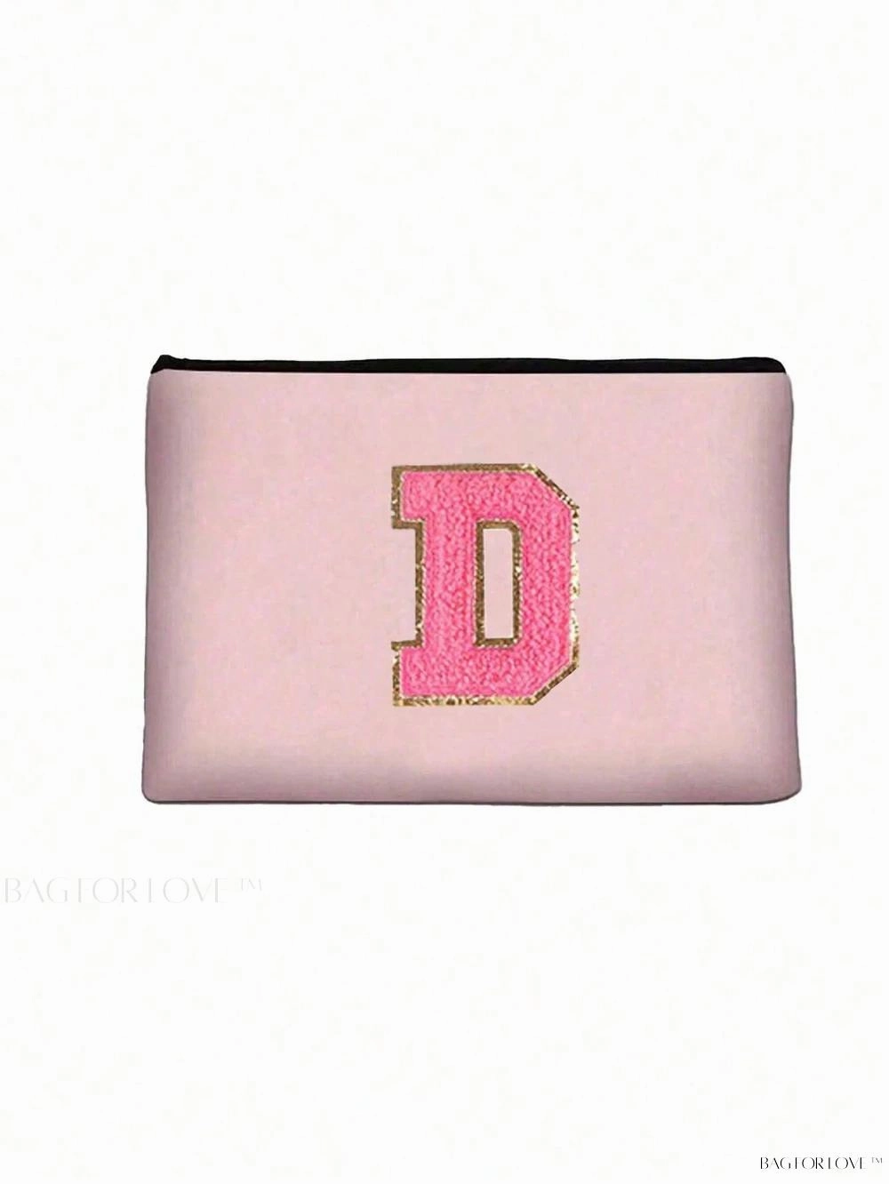BagForLove - White Small Makeup Pouch with Rose Lettering, Perfect Gift