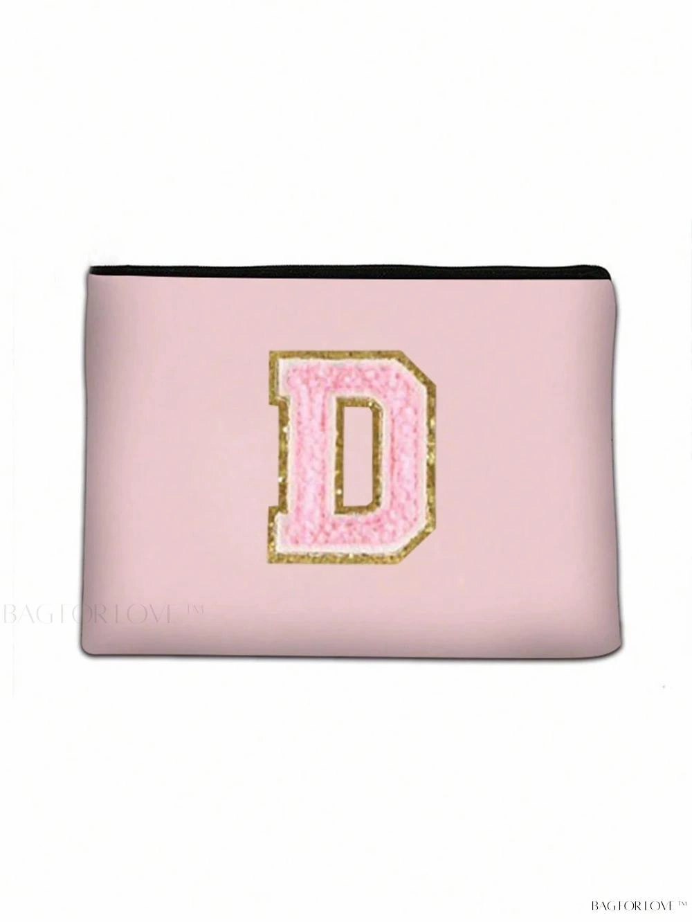 BagForLove - White Small Makeup Pouch with Rose Lettering, Perfect Gift