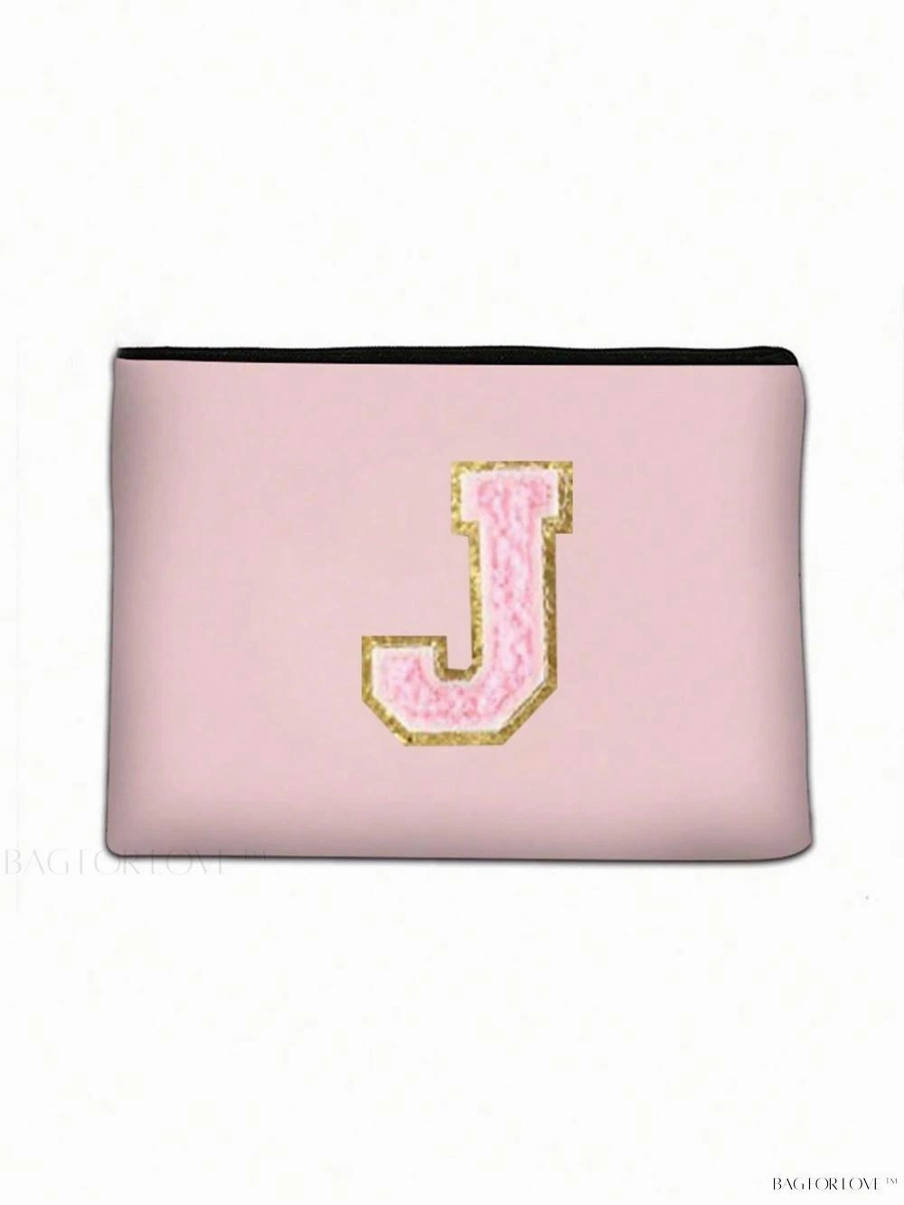 BagForLove - White Small Makeup Pouch with Rose Lettering, Perfect Gift