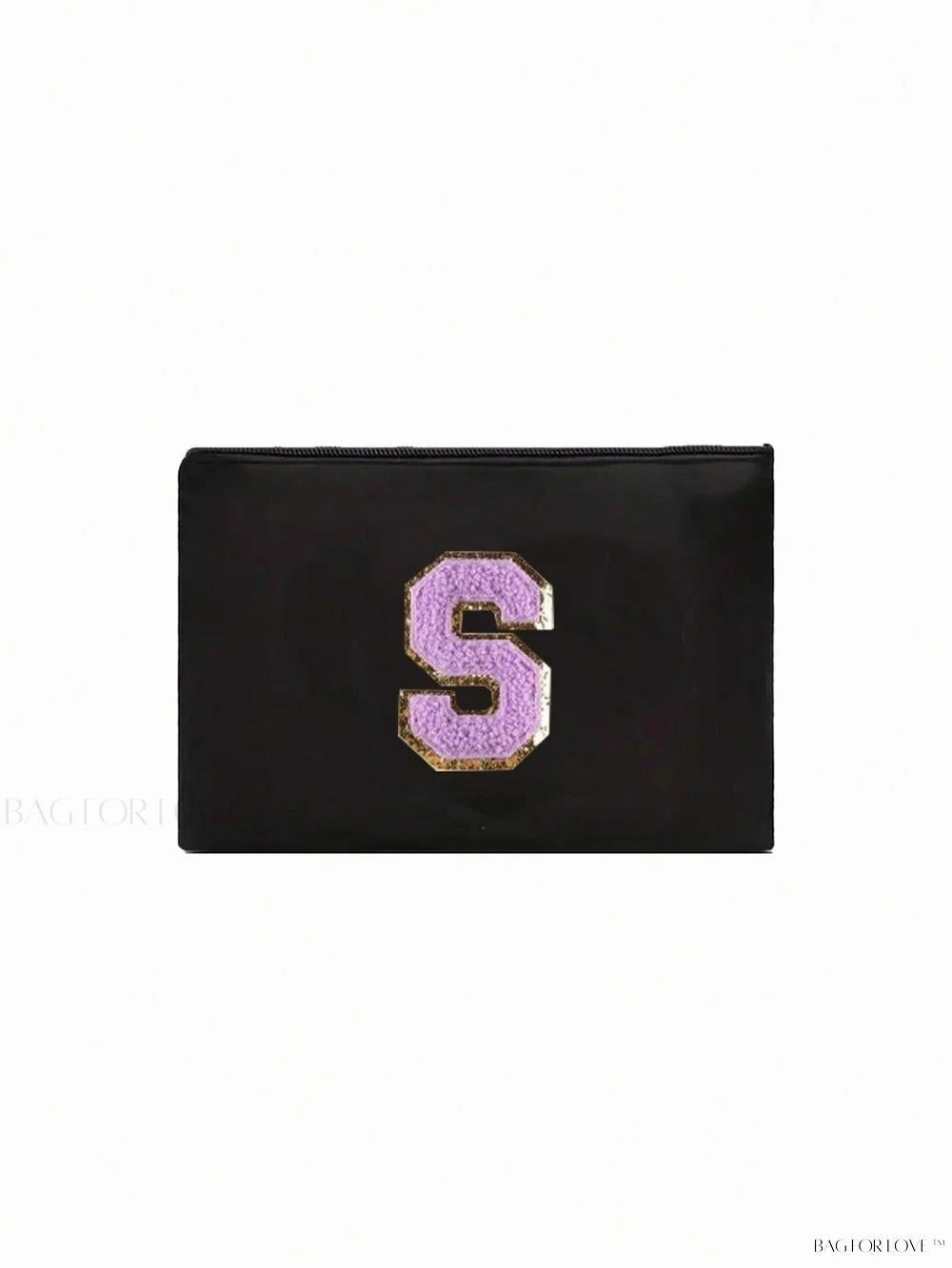 BagForLove - White Small Makeup Pouch with Rose Lettering, Perfect Gift