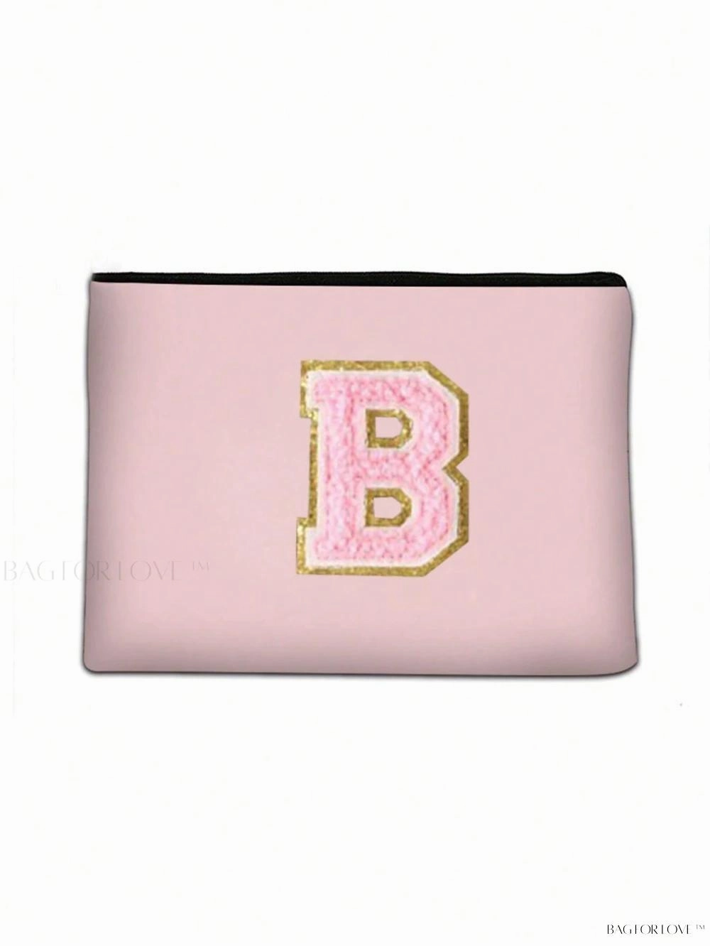 BagForLove - White Small Makeup Pouch with Rose Lettering, Perfect Gift