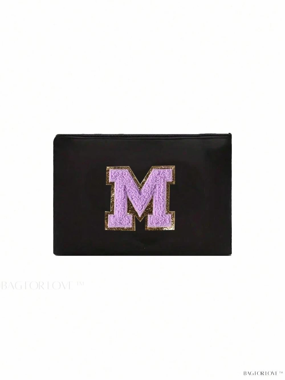 BagForLove - White Small Makeup Pouch with Rose Lettering, Perfect Gift
