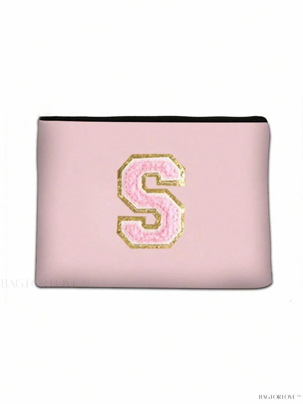 BagForLove - White Small Makeup Pouch with Rose Lettering, Perfect Gift