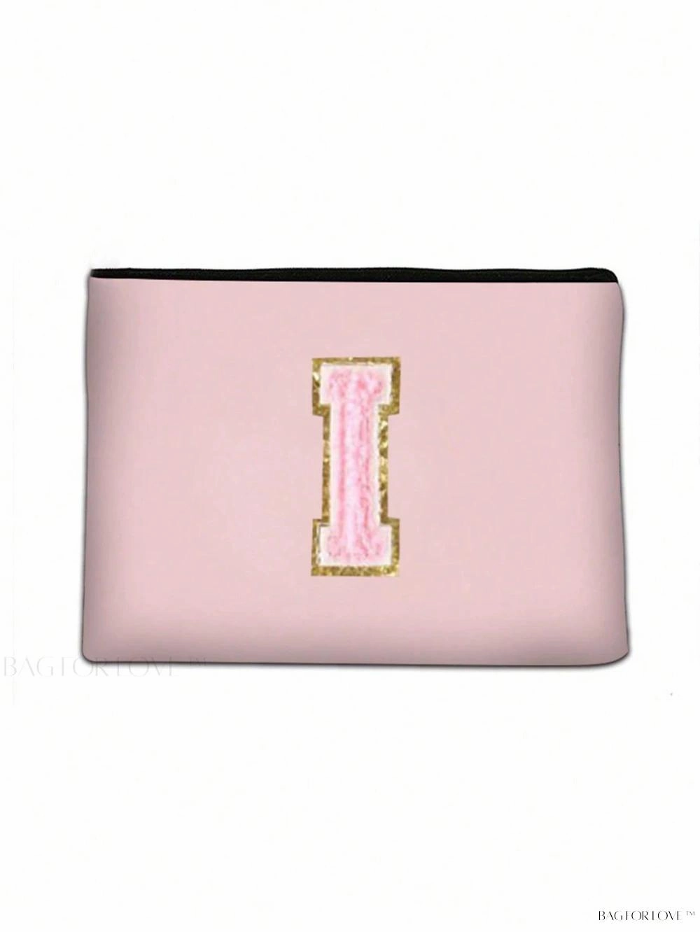 BagForLove - White Small Makeup Pouch with Rose Lettering, Perfect Gift