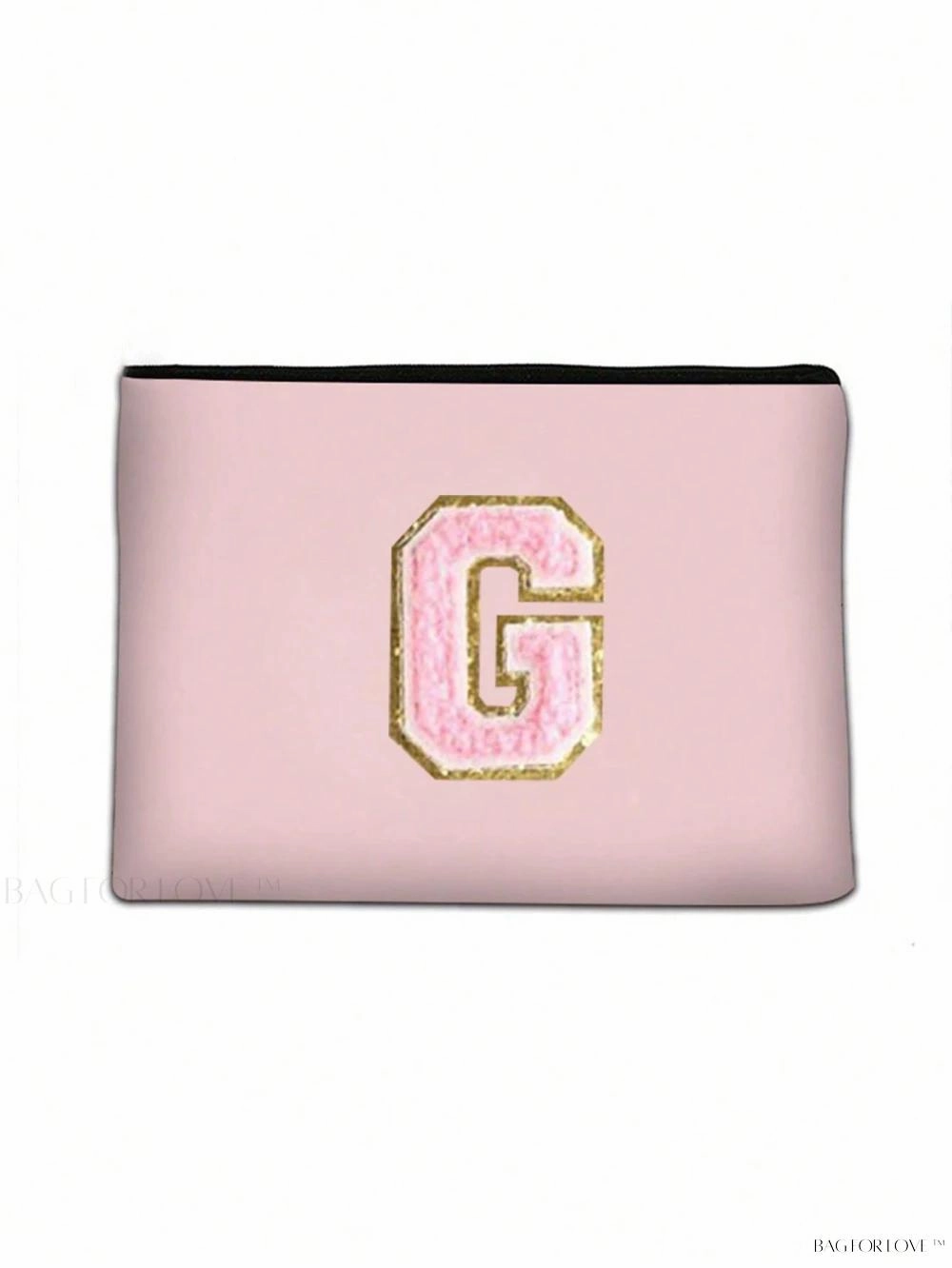 BagForLove - White Small Makeup Pouch with Rose Lettering, Perfect Gift