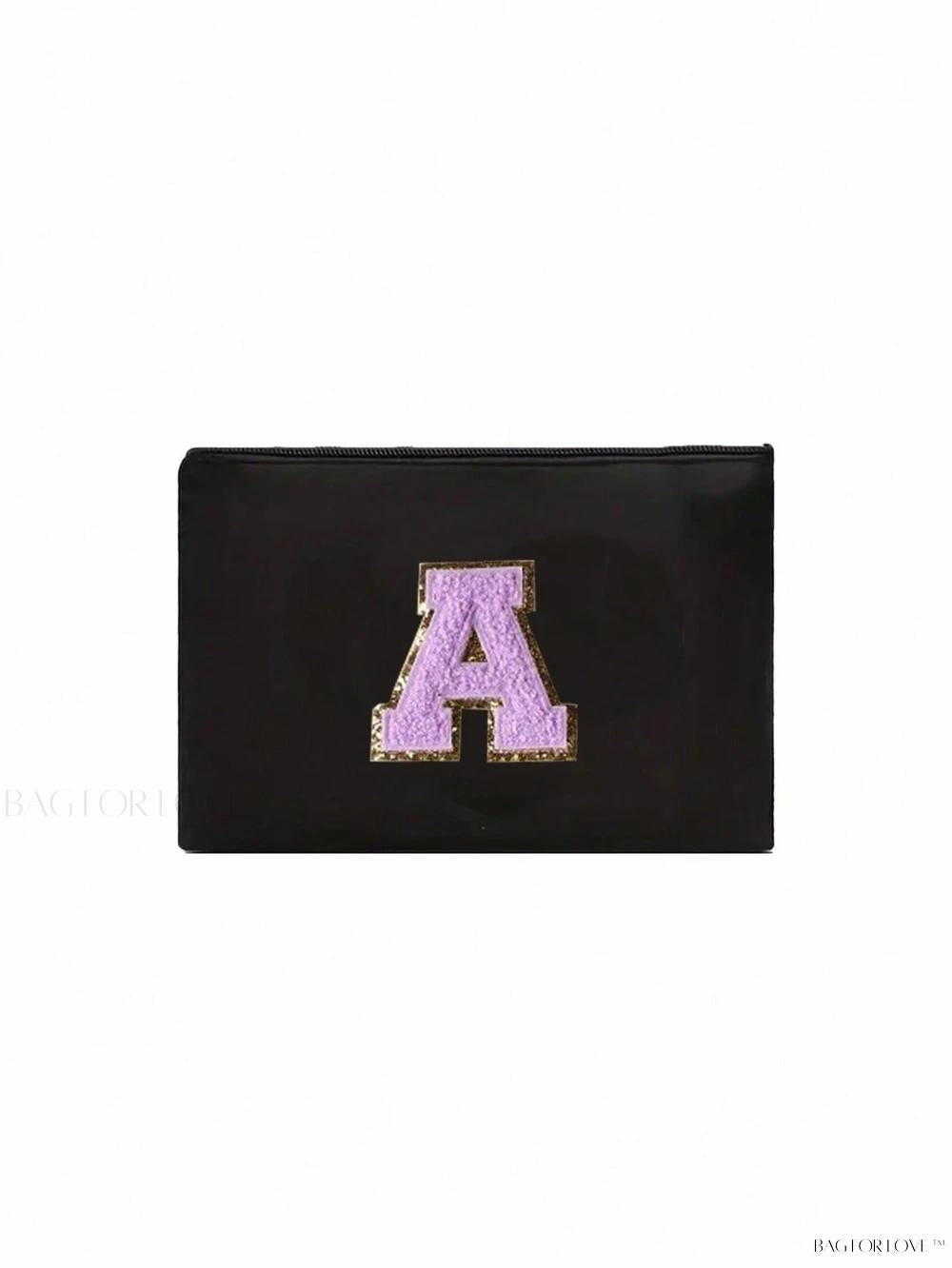 BagForLove - White Small Makeup Pouch with Rose Lettering, Perfect Gift