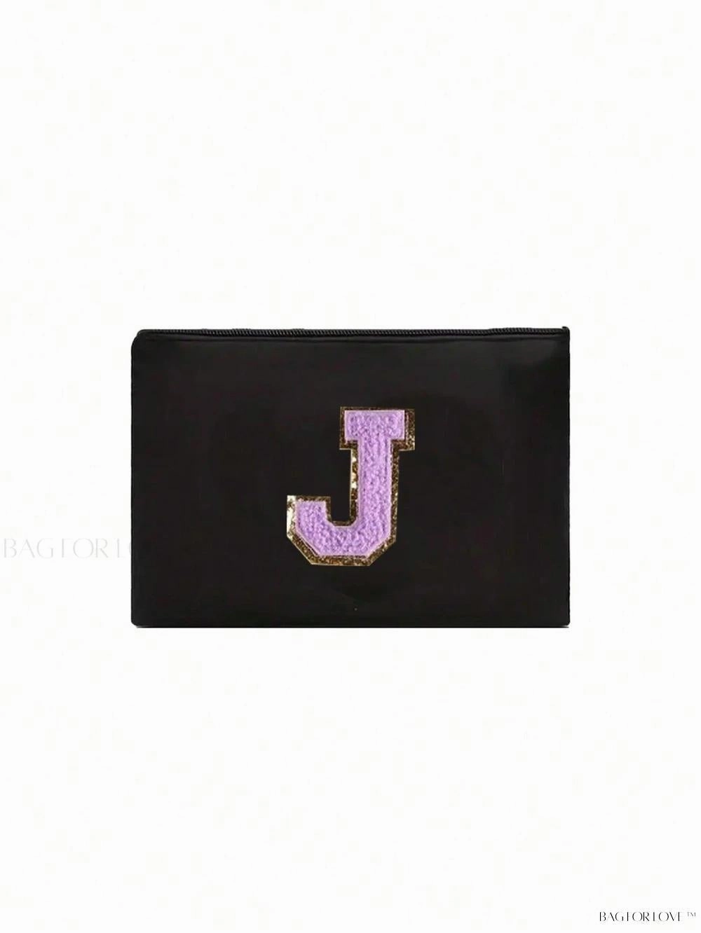 BagForLove - White Small Makeup Pouch with Rose Lettering, Perfect Gift