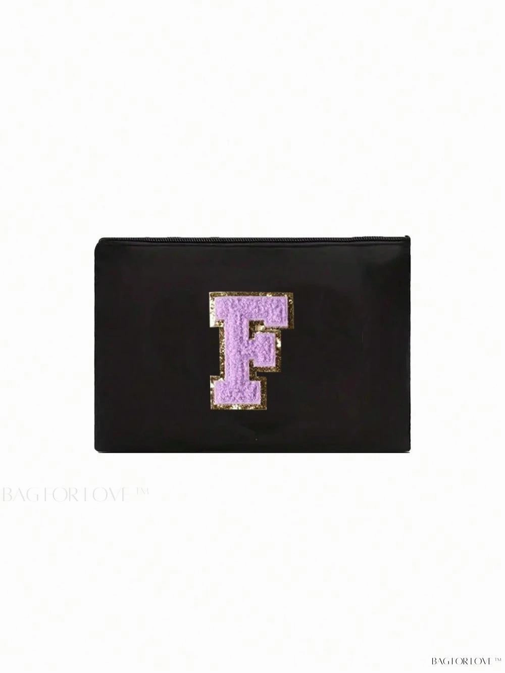 BagForLove - White Small Makeup Pouch with Rose Lettering, Perfect Gift