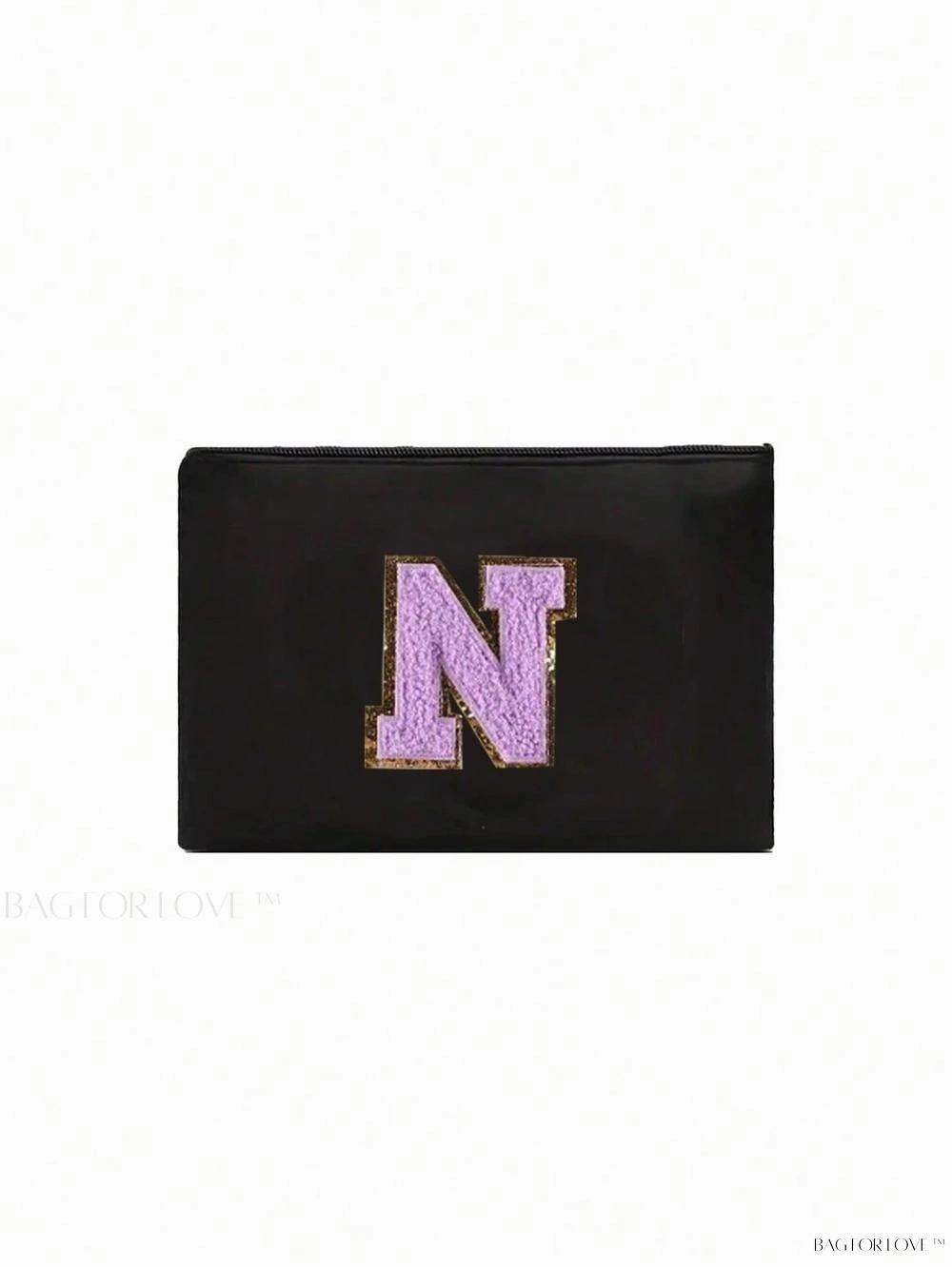 BagForLove - White Small Makeup Pouch with Rose Lettering, Perfect Gift