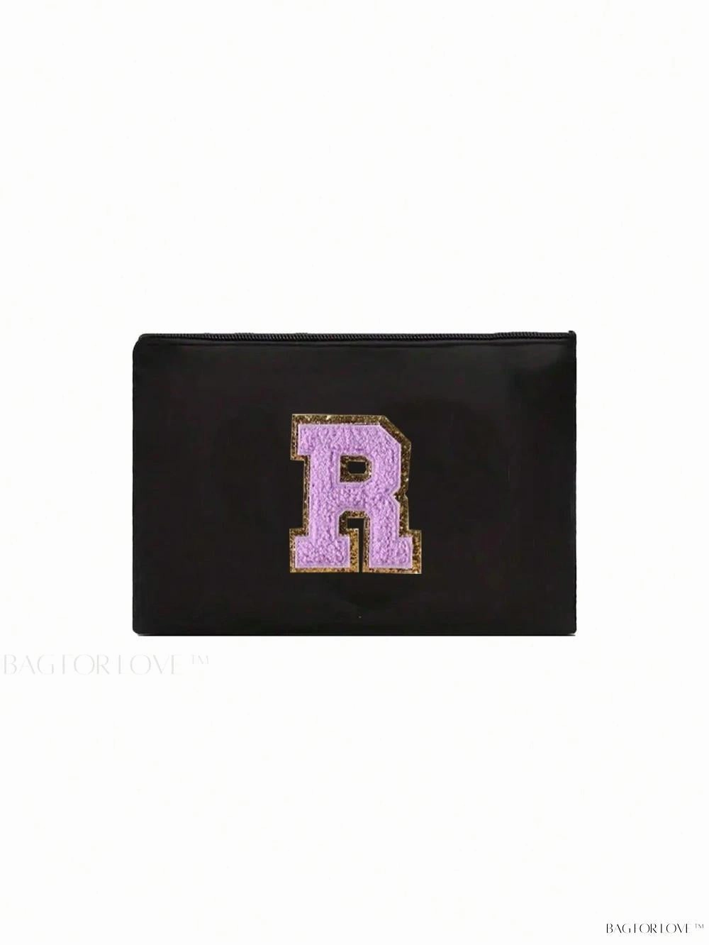 BagForLove - White Small Makeup Pouch with Rose Lettering, Perfect Gift