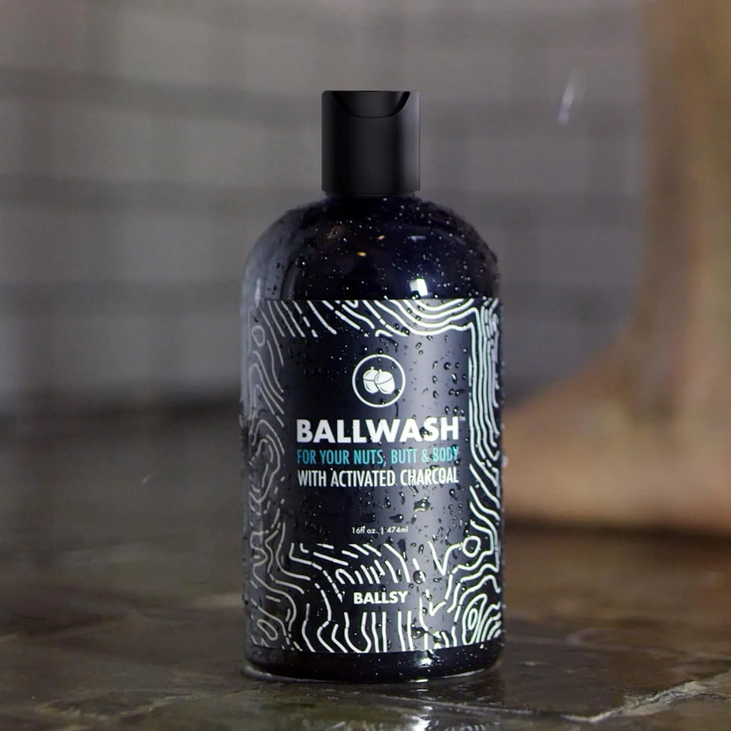 Ballsy Ballwash Charcoal Body Wash for Men - Moisturizing Men’s Bodywash with Coconut Oil – Soap for Men & Great for your Most Intimate Areas, 16 Oz