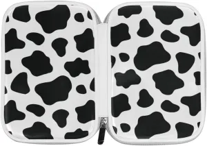 Bardic Pen Pencil Case Black White Cow Print Makeup Brush Bag Travel Organizer Cosmetic Pouch Passport Holder For Men Women