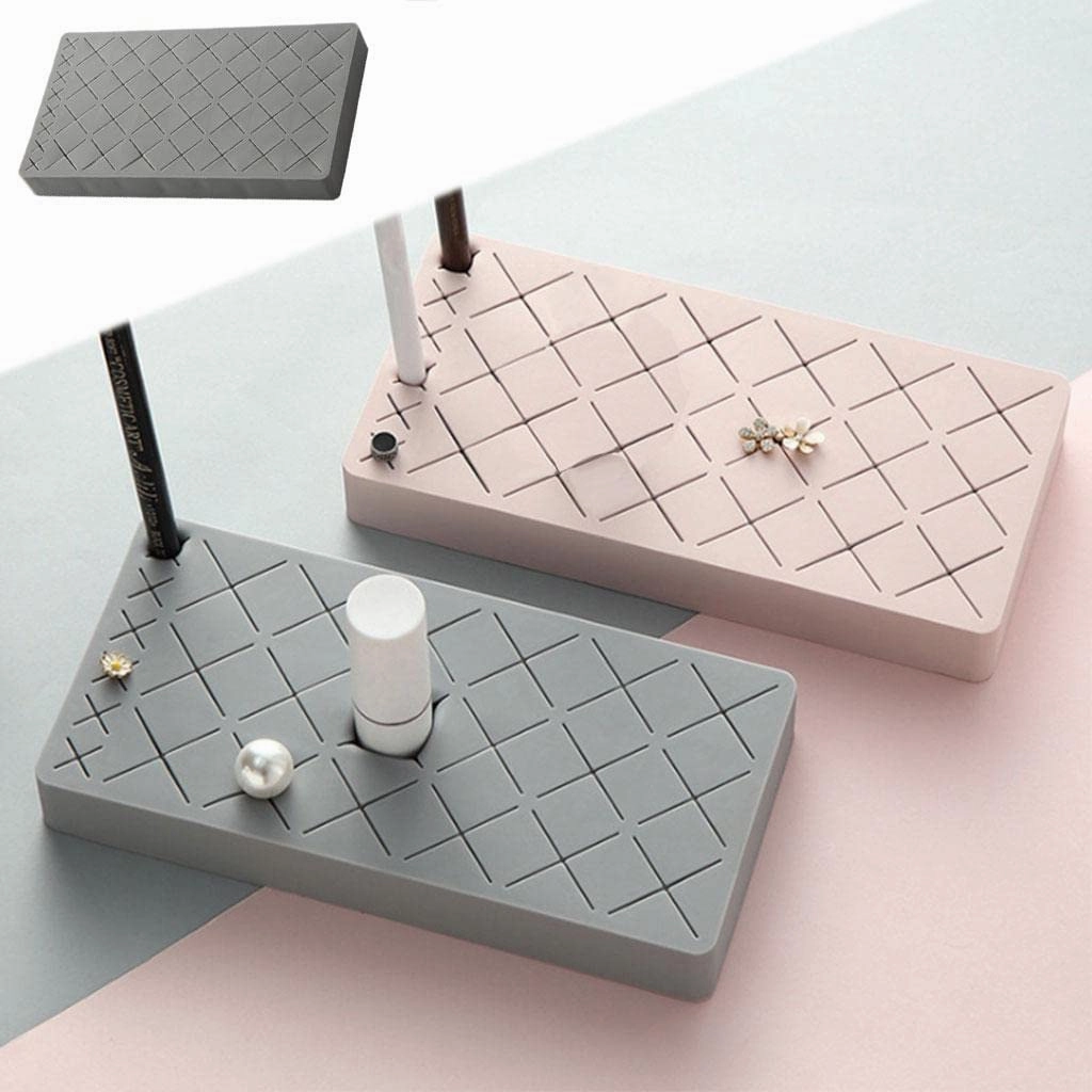 barenx Silicone Lipstick Storage Stand Storage Box 36 Slots Holder Display Rack Makeup Organiser for Lip Gloss Lipsticks Eyeliner Stud Makeup Brushes - grey