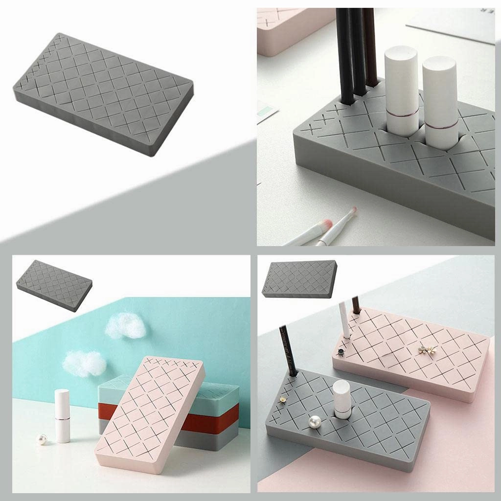 barenx Silicone Lipstick Storage Stand Storage Box 36 Slots Holder Display Rack Makeup Organiser for Lip Gloss Lipsticks Eyeliner Stud Makeup Brushes - grey