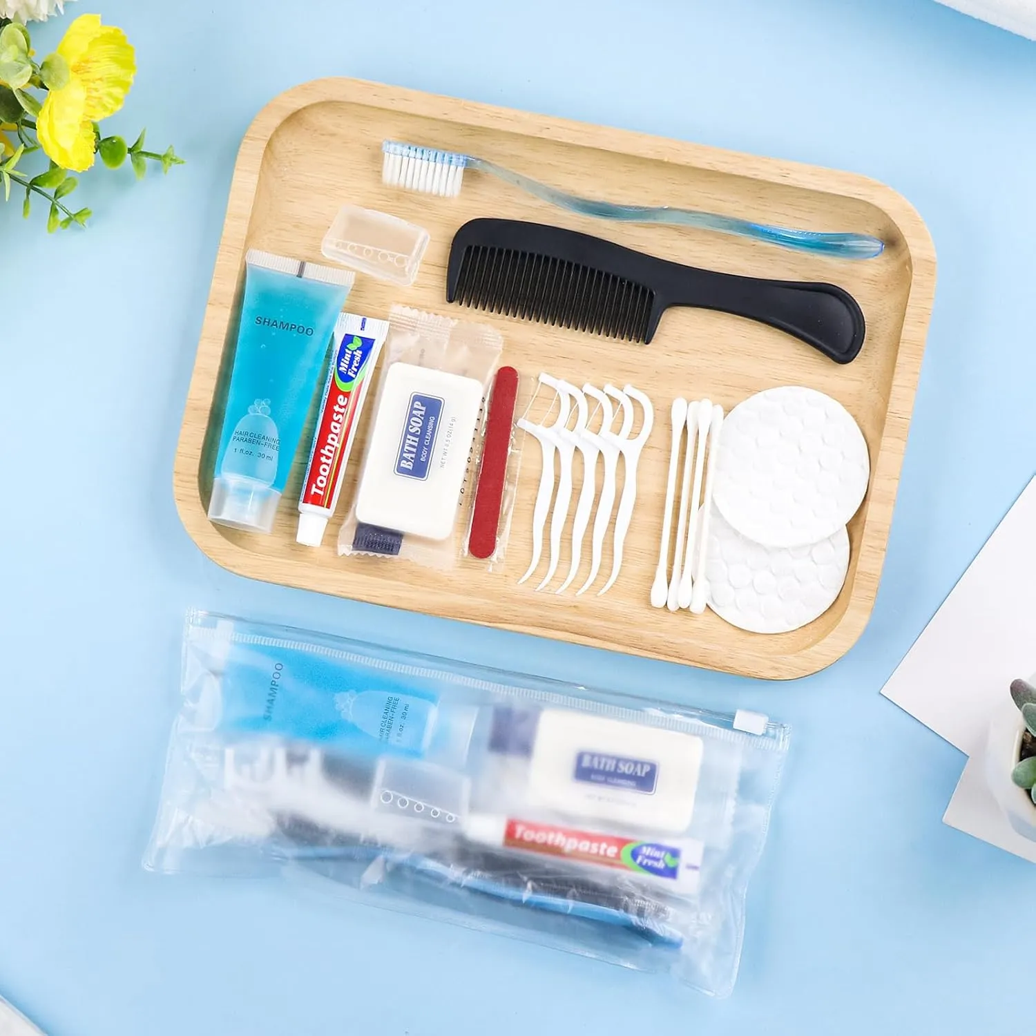 Basic Toiletry Kits, Individually Packed, Personal Hygiene Kit Bulk Homeless Care Package Supplies Travel Size Toiletry Kit for Men Women Charity Reusable Toiletry Bag (Pack of 20)