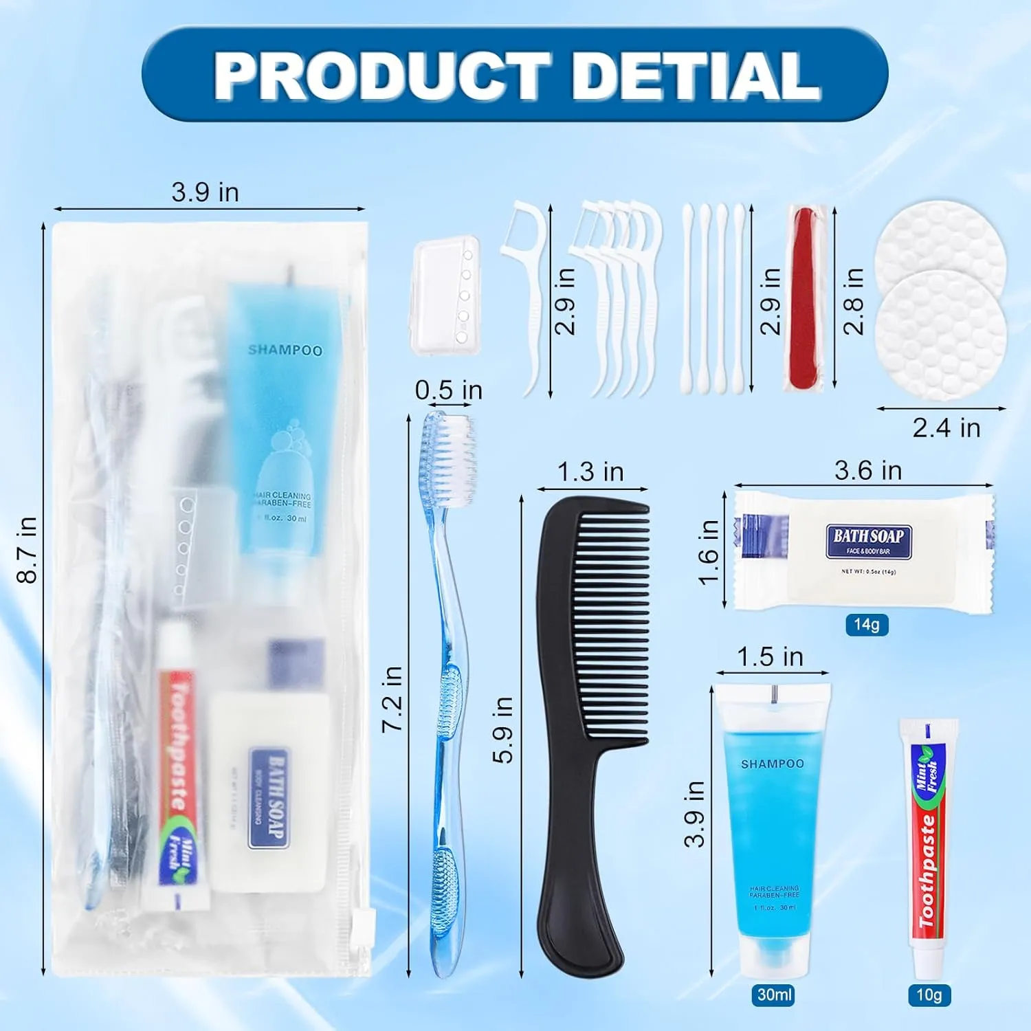 Basic Toiletry Kits, Individually Packed, Personal Hygiene Kit Bulk Homeless Care Package Supplies Travel Size Toiletry Kit for Men Women Charity Reusable Toiletry Bag (Pack of 20)