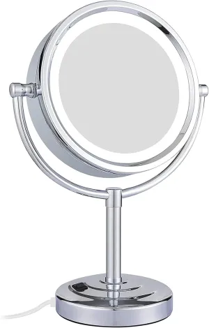 Bathroom Mirror Makeup Mirror with Light and Magnification, 8 Inch Double Sided Standing LED Chrome Vanity Mirrors, Countertop Cosmetic Vanity Mirrors,5X (Color : 3X)