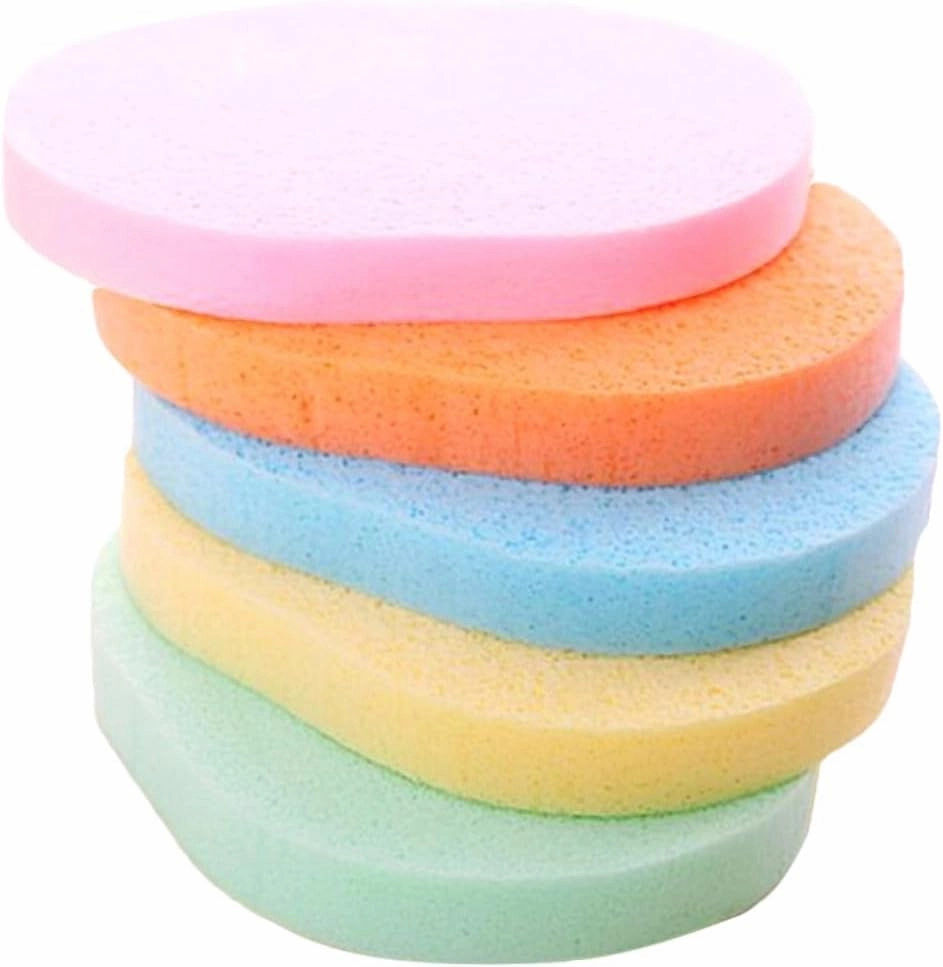 Beaupretty 50Pcs Colorful Cleansing Sponges with Activated Charcoal for Skin Care Exfoliating Facial Cleaning Pads for Deep Cleansing and Brightening Skin Tone