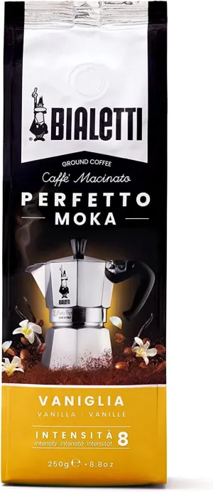 Bialetti - Perfetto Moka Vaniglia: Medium Roasting Ground Coffee, Vanilla Aroma, 8.8 Oz - 250g, Bag with Flavour-Saving Valve