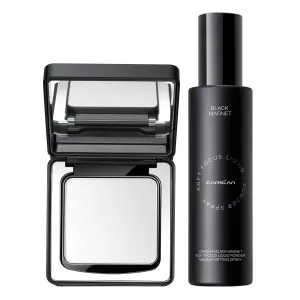 Black Magnet Soft Focus Powder Liquid Powder Makeup Setting Spray, 24HLongglasting, Oil Control, Waterproof, Sweatproof, Poreless Summer Hot Sell All Day Matte Trio