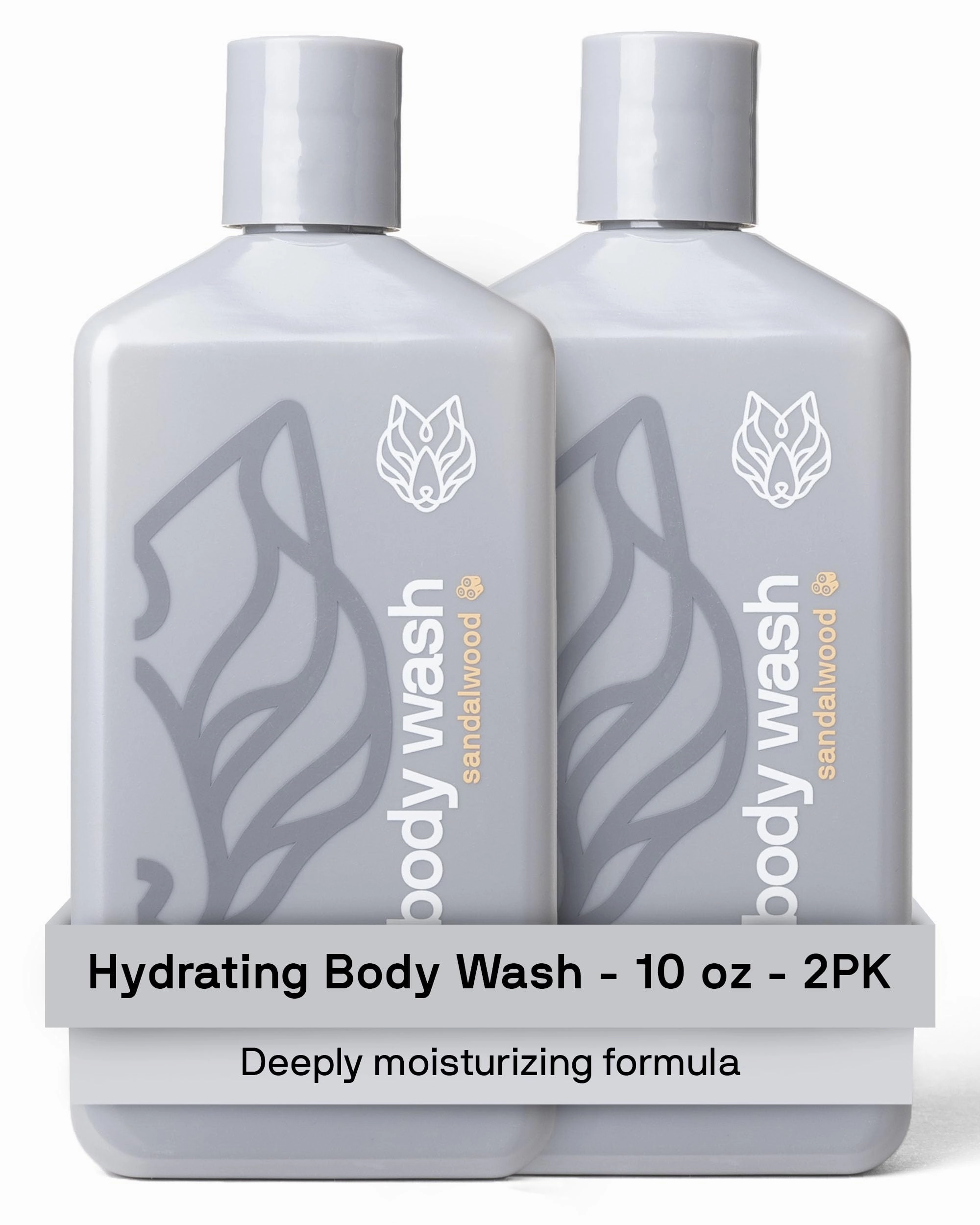 Black Wolf 2-Pack Hydrating Body Wash Bundle - Mens Moisturizing Bodywash for Dry, Dehydrated, & Sensitive Skin - Hyaluronic Acid, Aloe Vera, & Jojoba Oil Body Cleanser Help Remove Oil & Dirt