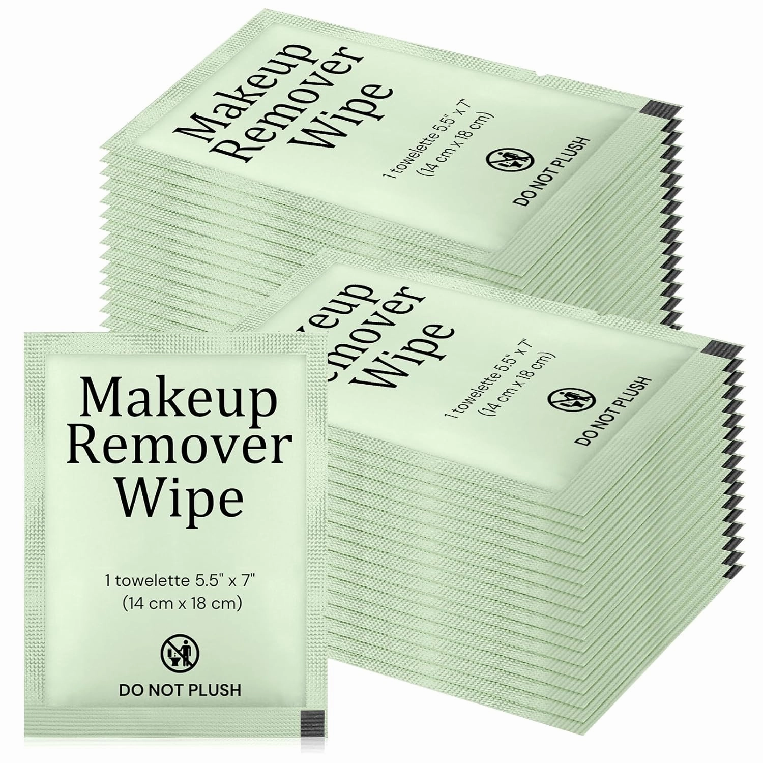Blcculi 200 Pcs Makeup Remover Wipes Bulk,Individually Wrapped Makeup Remover Wipes,Alcohol Free Face Cleansing Wipes,Face Wipes with Vitamin E for Travel Hotel(Green)