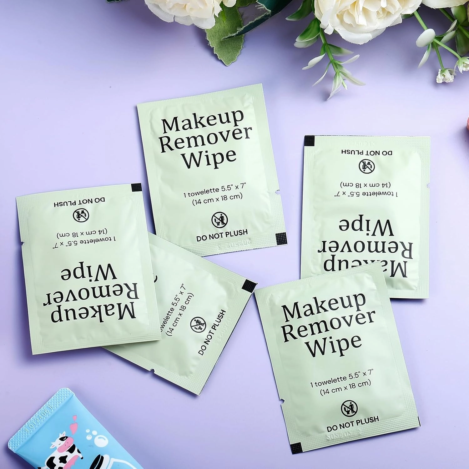 Blcculi 200 Pcs Makeup Remover Wipes Bulk,Individually Wrapped Makeup Remover Wipes,Alcohol Free Face Cleansing Wipes,Face Wipes with Vitamin E for Travel Hotel(Green)
