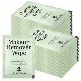Blcculi 200 Pcs Makeup Remover Wipes Bulk,Individually Wrapped Makeup Remover Wipes,Alcohol Free Face Cleansing Wipes,Face Wipes with Vitamin E for Travel Hotel(Green)