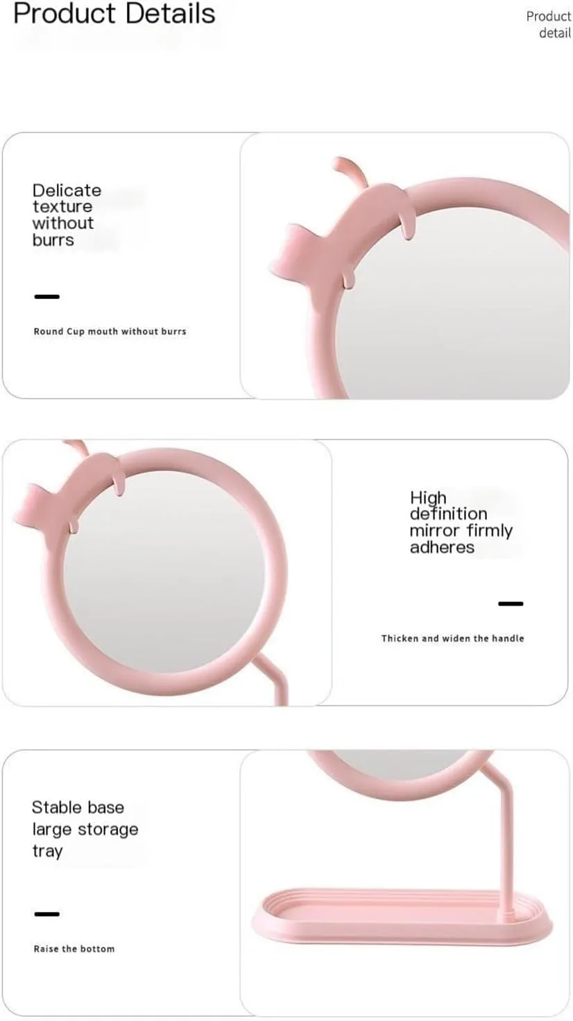 Blessing Cat Desktop Makeup Mirror Bedroom Dormitory Detachable Desktop Makeup Mirror HD Rotatable Princess Mirror
