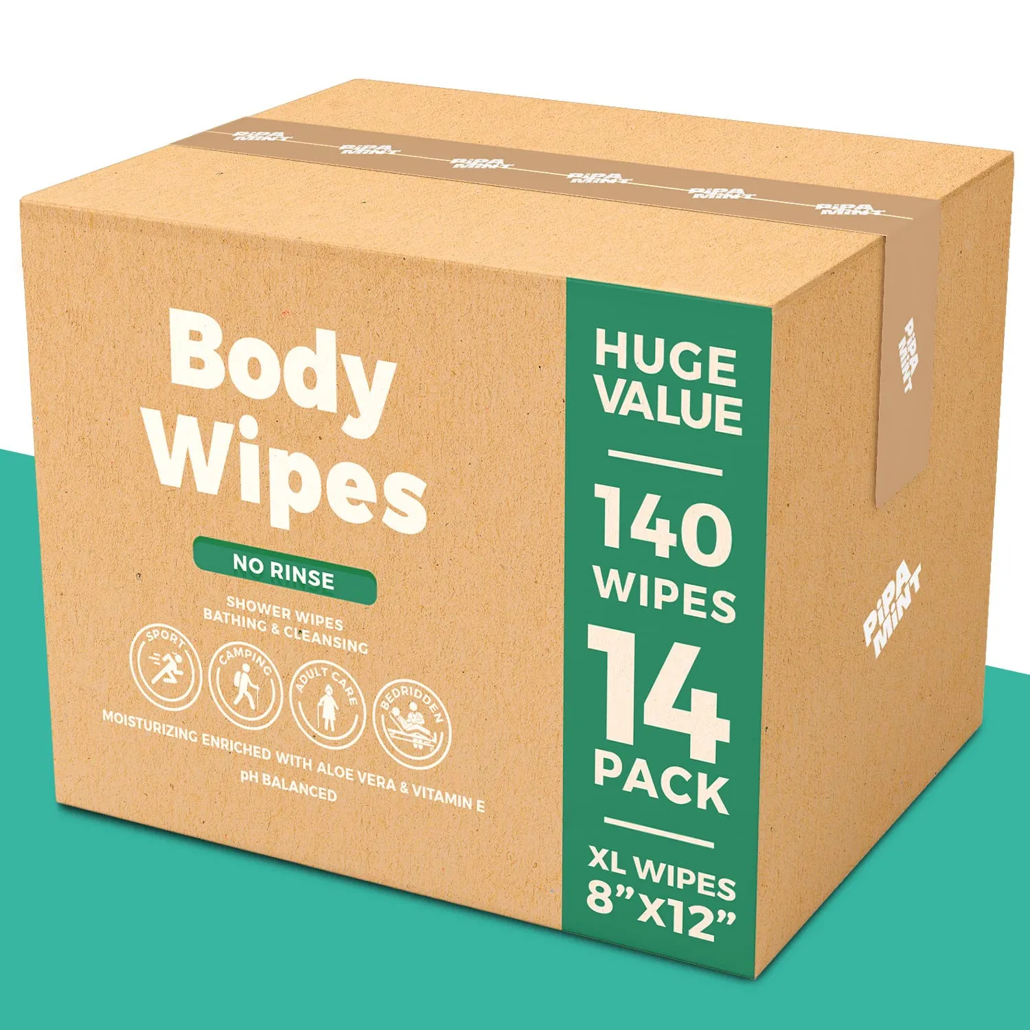 Body Wipes - (14 Pack) - 140 XL Bath Wipes for Adults No Rinse, Adult Wipes for Elderly - Body & Face Gentle Skin Cleansing, Shower Wipes Bathing for Travel, Elderly, Car, Gym, Camping (8x12 Inch)