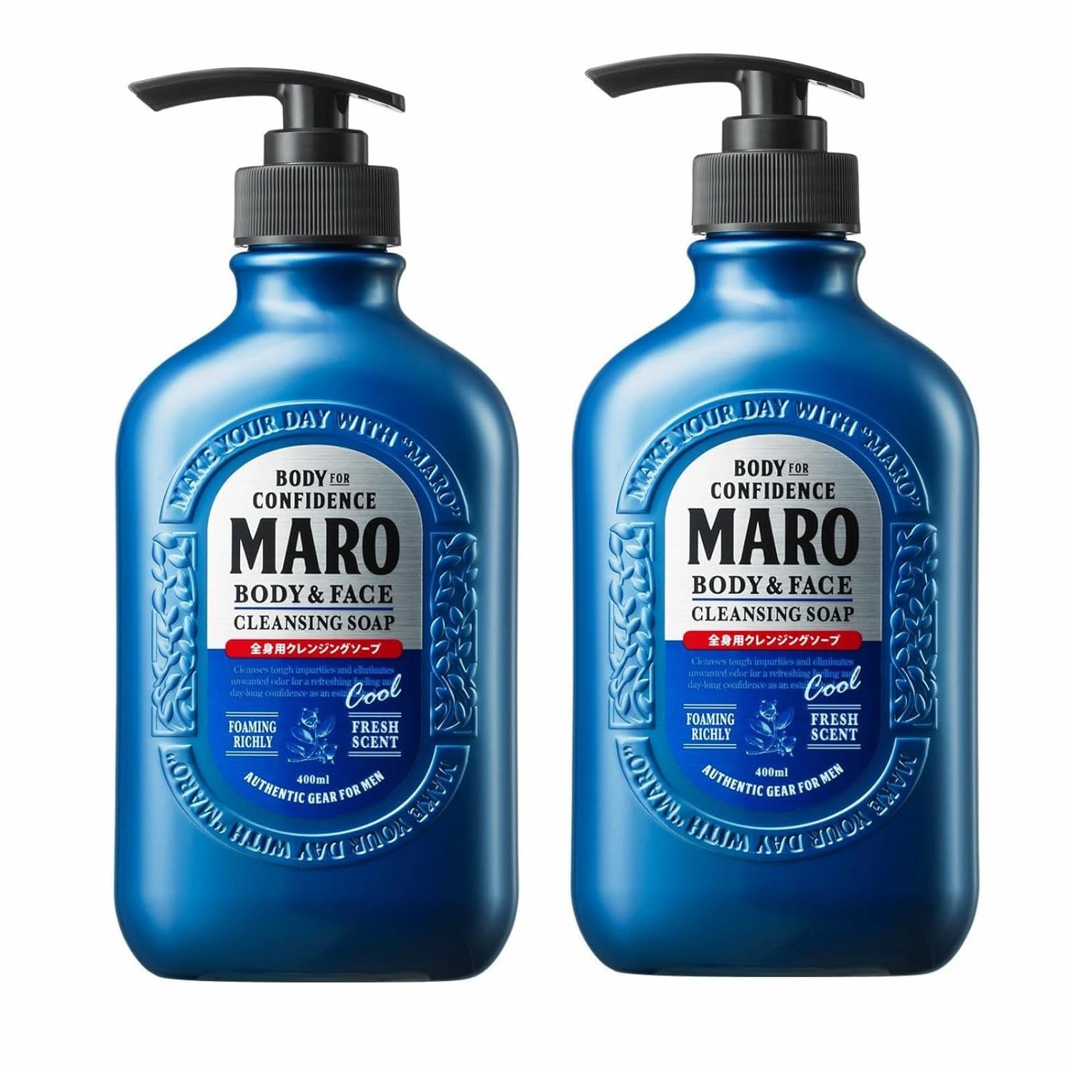 Body & Face Cool Cleansing Soap (2-Pack) | All-In-One Mens Bodywash & Face Wash Shower Gel with Cooling Effect, Mens Body Soap That Removes Dirt & Oil, Deep Cleans Pores, Bodywash Gifts for Men