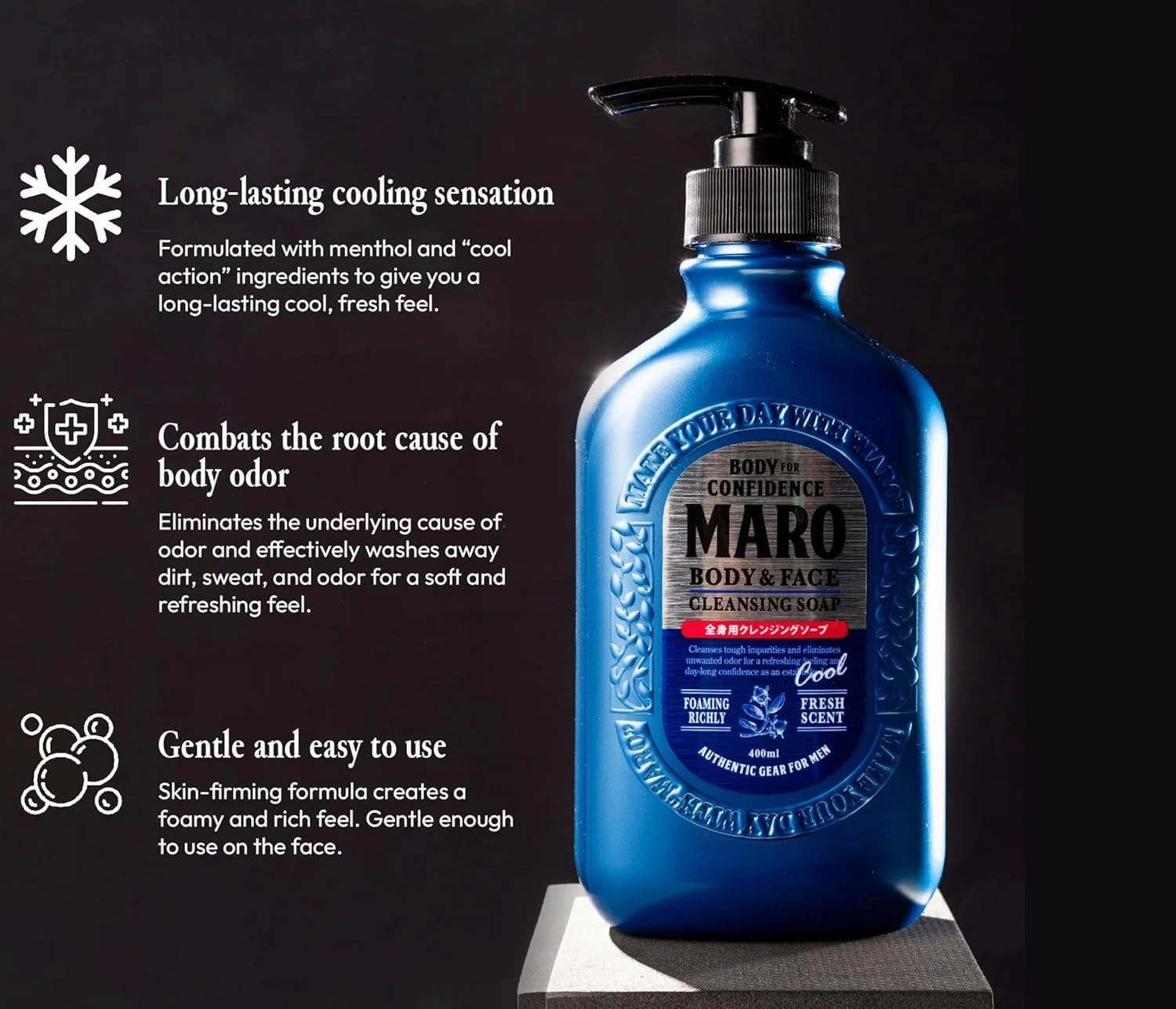 Body & Face Cool Cleansing Soap (2-Pack) | All-In-One Mens Bodywash & Face Wash Shower Gel with Cooling Effect, Mens Body Soap That Removes Dirt & Oil, Deep Cleans Pores, Bodywash Gifts for Men