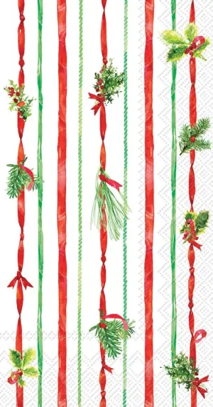 Boston International IHR 3-Ply Paper Napkins, 16-Count Guest Size, Ribbon Stripe