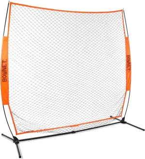 Bownet Soft Toss Baseball Softball Protection Net (7' x 7') Hitting Batting Pitching Training Screen - Powder-Coated Frame - Quick Setup, Multicolor
