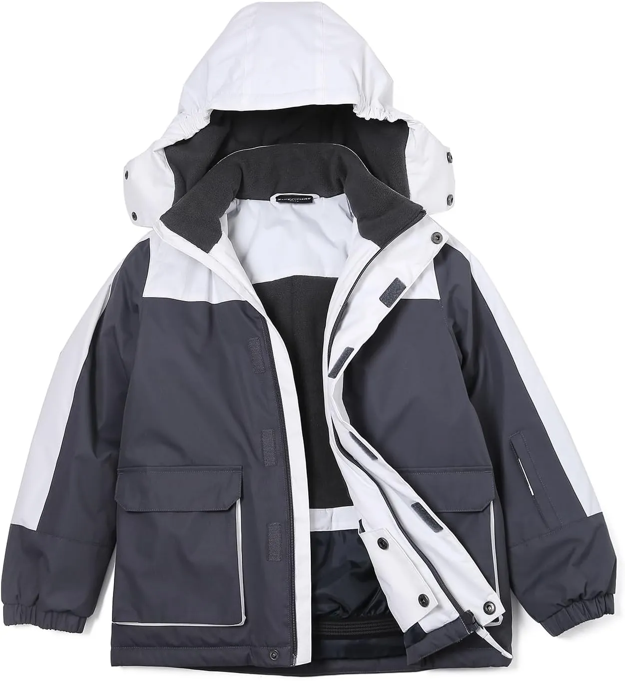 Boy's Waterproof Ski Jacket,Kids Warm Winter Snow Coat,Hooded Fleece Outwear,Windproof RainCoat
