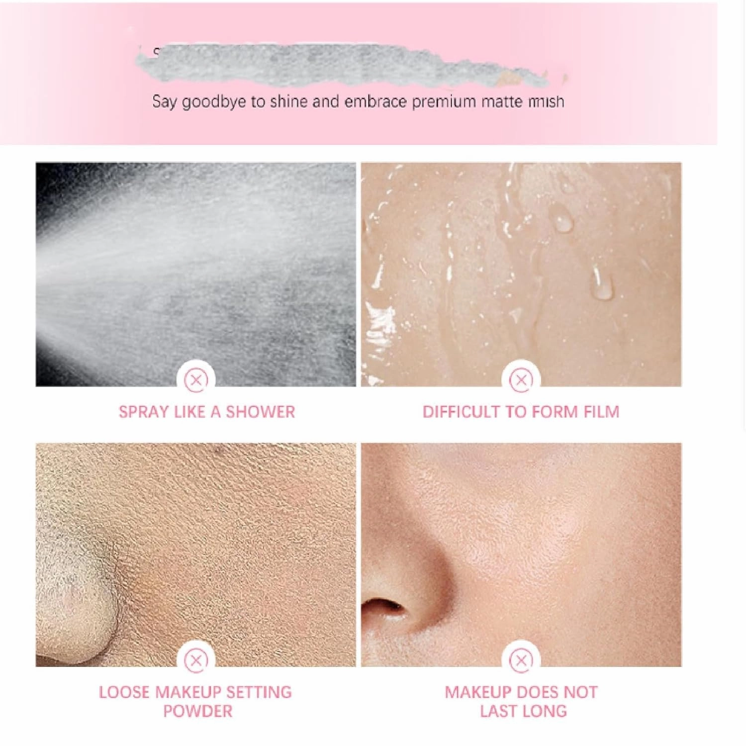 Brand new facial moisturizing setting spray, powdered glass setting spray, creating an extremely smooth makeup effect, moisturizing and lasting makeup for up to 12 hours