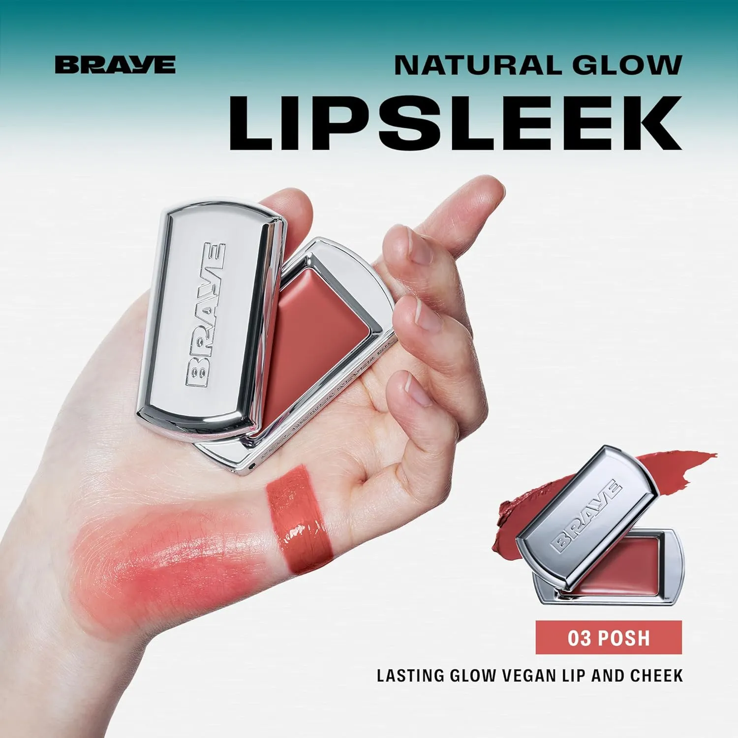 BRAYE LIPSLEEK | Blush for Cheeks & Lips, Korean Makeup Blush, Cool Lip and Cheek Balm, Vegan Cream, Lightweight w/Blendable & Buildable Makeup, Natural Look 03 POSH 0.08oz