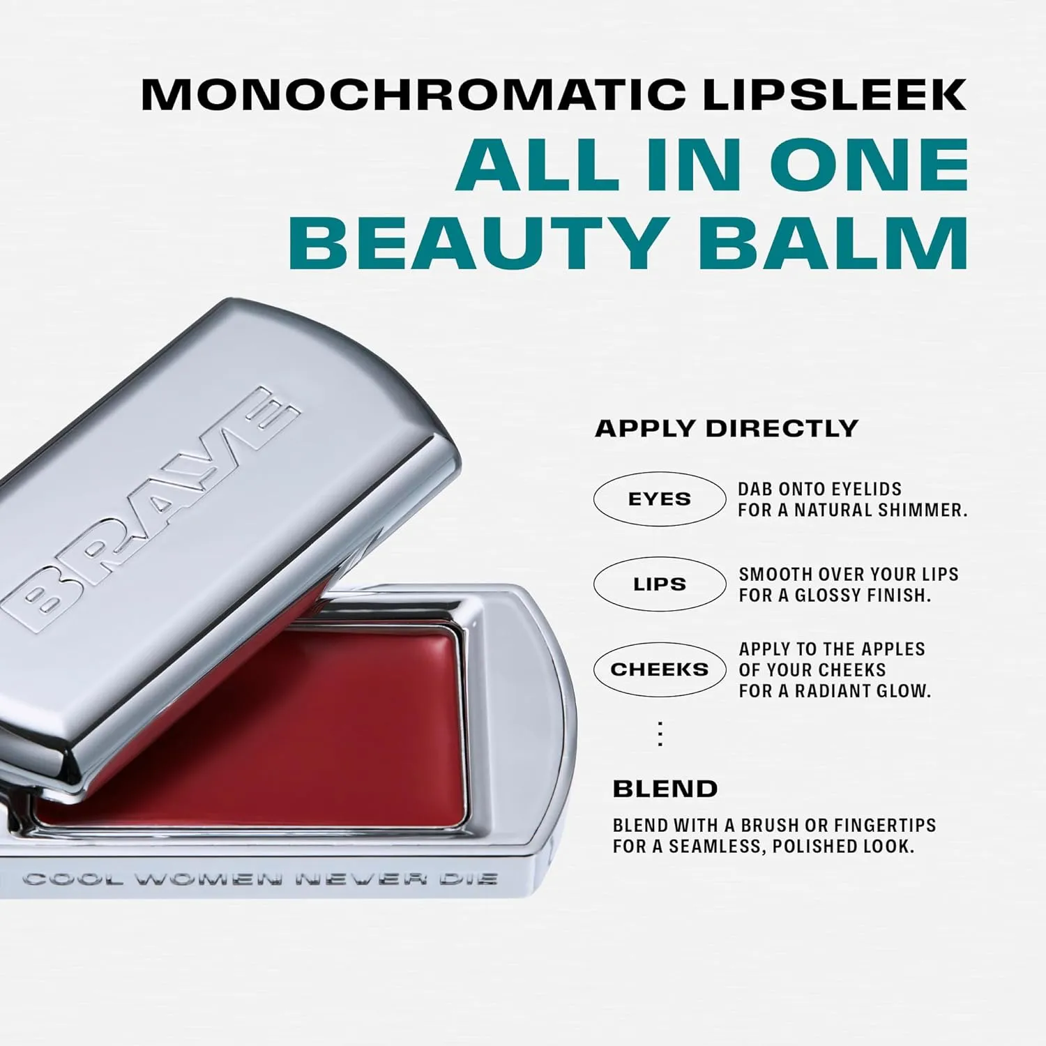 BRAYE LIPSLEEK | Blush for Cheeks & Lips, Korean Makeup Blush, Cool Lip and Cheek Balm, Vegan Cream, Lightweight w/Blendable & Buildable Makeup, Natural Look 03 POSH 0.08oz