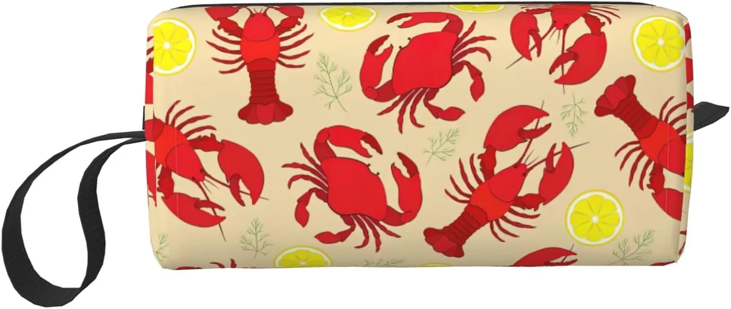 BREAUX Lobster And Crab Print Portable Cosmetic Bag Zipper Pouch Travel Cosmetic Bag, Travel Organizer Daily Organizer, Small Toiletry Organizer Travel Wallet