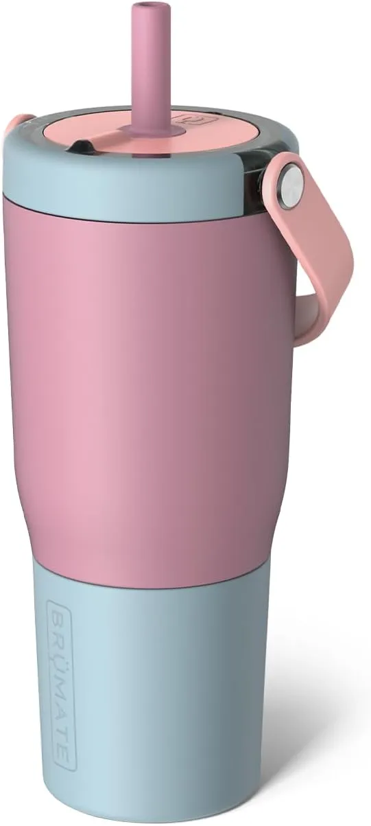 BrüMate Resa 25oz 100% Leakproof Travel Tumbler with Handle & Straw | Flexible Soft Sip Straw | Silicone Sleeve for Durability | Stainless Steel | Cup Holder & Travel Friendly | (Eclipse)
