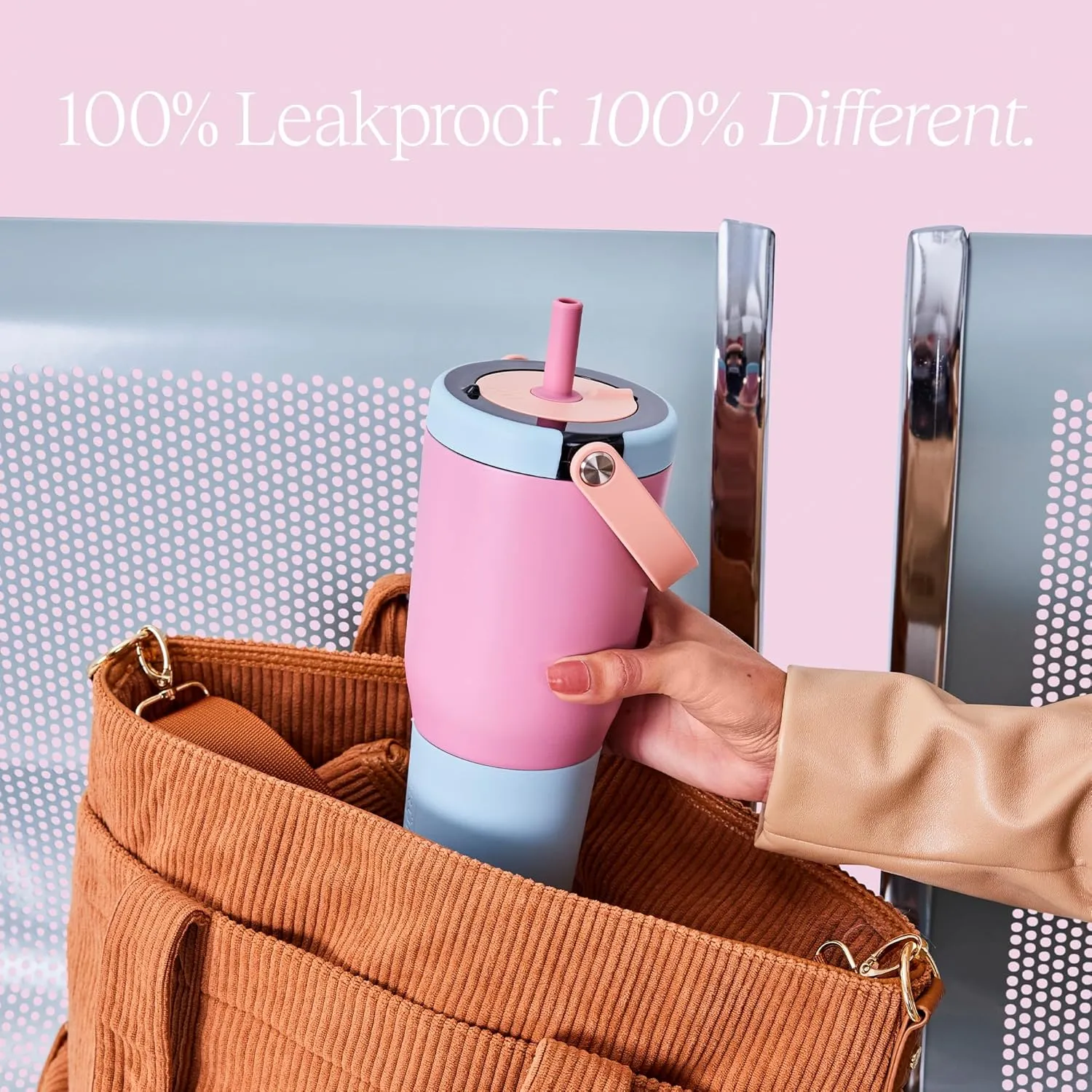 BrüMate Resa 25oz 100% Leakproof Travel Tumbler with Handle & Straw | Flexible Soft Sip Straw | Silicone Sleeve for Durability | Stainless Steel | Cup Holder & Travel Friendly | (Eclipse)