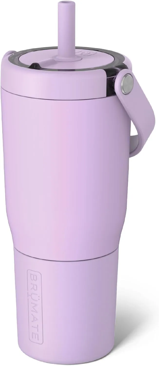 BrüMate Resa 25oz 100% Leakproof Travel Tumbler with Handle & Straw | Flexible Soft Sip Straw | Silicone Sleeve for Durability | Stainless Steel | Cup Holder & Travel Friendly | (Lavender)