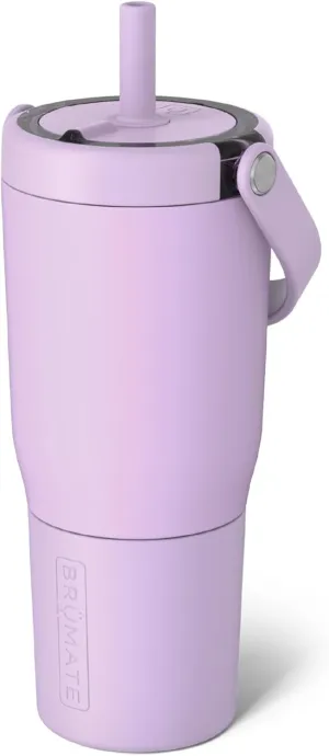 BrüMate Resa 25oz 100% Leakproof Travel Tumbler with Handle & Straw | Flexible Soft Sip Straw | Silicone Sleeve for Durability | Stainless Steel | Cup Holder & Travel Friendly | (Lavender)