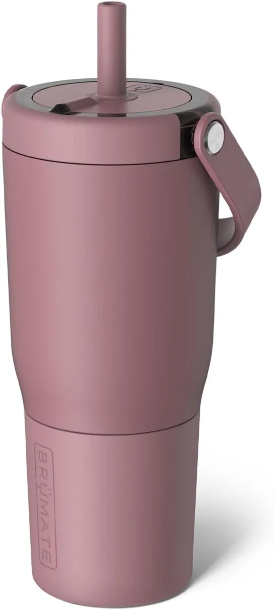 BrüMate Resa 25oz 100% Leakproof Travel Tumbler with Handle & Straw | Flexible Soft Sip Straw | Silicone Sleeve for Durability | Stainless Steel | Cup Holder & Travel Friendly | (Rose Taupe)